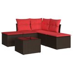 vidaXL Salon de jardin 6 Pièces avec coussins marron résine tressée