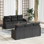 vidaXL Ensemble de canapé de jardin 7 Pièces Noir