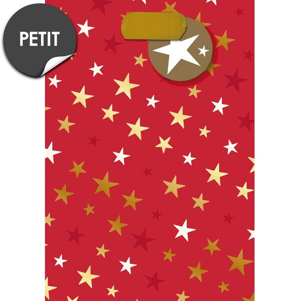Sac cadeau petit format rouge étoiles dorées - draeger paris