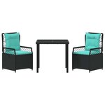 vidaXL Ensemble de salle à manger pour jardin 3 Pièces Noir polyrotin