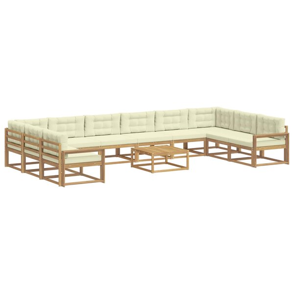 vidaXL Ensemble de canapés d'extérieur 11 pc Blanc et crème