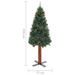 vidaXL Sapin de Noël mince pré-éclairé et boules vert 210 cm PVC