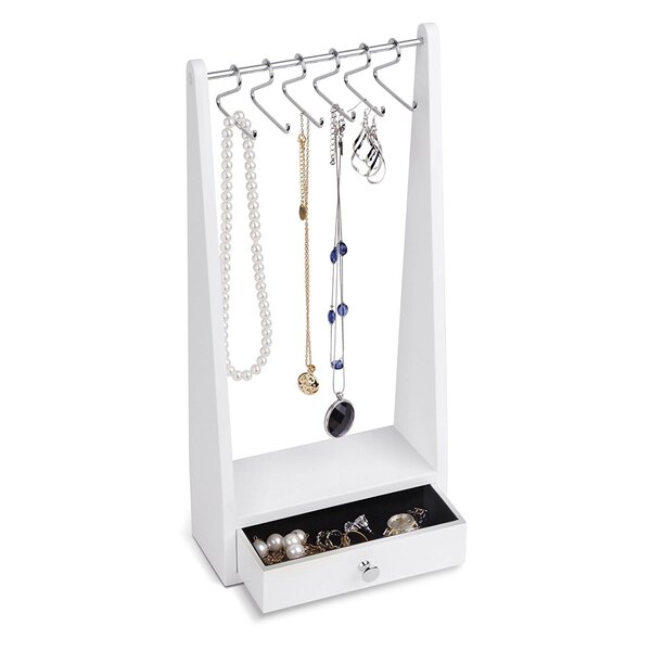 Porte bijoux bois avec tiroir Blanc