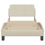 vidaXL Cadre de lit avec tête de lit sans matelas crème 90x190cm tissu
