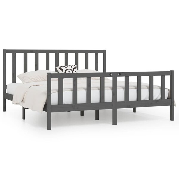 vidaXL Cadre de lit sans matelas gris 200x200 cm bois massif