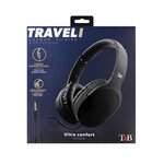 T'nB - CSTRAVEL2 - Casque stéréo filaire + micro + adaptateur avion - Noir