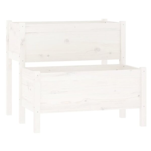 vidaXL Jardinière blanc 84 5x84x75 cm bois massif de pin