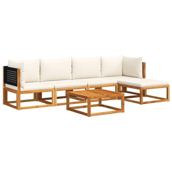 vidaXL Ensemble de canapés de jardin 6 pièces avec coussins en bois d'acacia et rotin