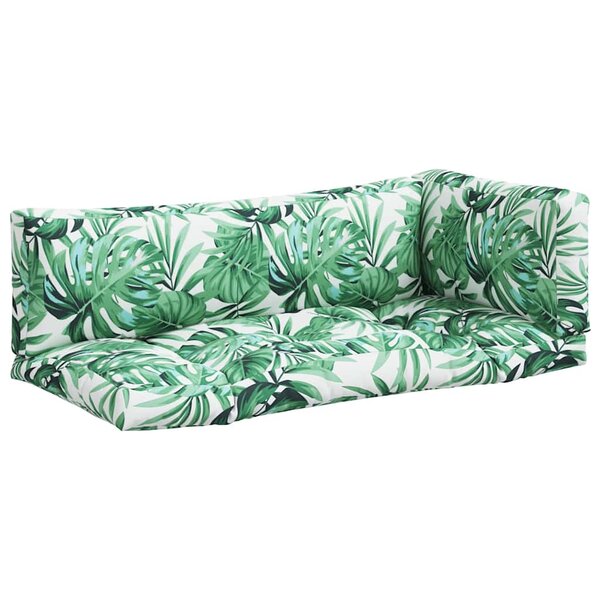 vidaXL Coussins de palette lot de 3 motif de feuilles tissu