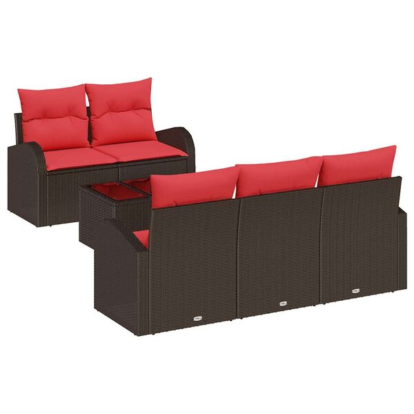 vidaXL Ensemble de Canapés avec coussin 6 Pièces Marron Polyester