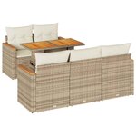 vidaXL Salon de jardin 6 Pièces avec coussins beige résine tressée acacia