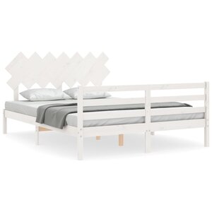 vidaXL Cadre de lit sans matelas blanc 140x200 cm bois massif