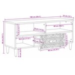 vidaXL Meuble TV Blanc 100 x 33 5 x 46 cm Bois de mangue massif