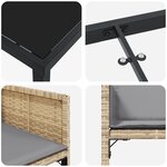 Ensemble de salle à manger de jardin 5 pièces avec coussins beige poly rotin