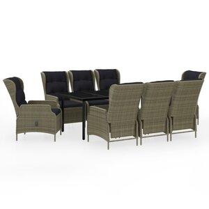 vidaXL Ensemble à manger de jardin 9 Pièces Marron