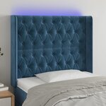 vidaXL Tête de lit à LED Bleu foncé 103x16x118/128 cm Velours