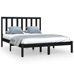 vidaXL Cadre de lit sans matelas noir bois de pin massif 140x190 cm