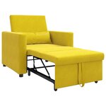 vidaXL Sofa lit convertible 3-en-1 jaune en velours