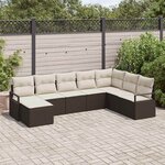 vidaXL Ensemble de canapé de jardin 8 Pièces Marron Poly rotin