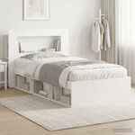 vidaXL Cadre de lit avec rangement Blanc 90 x 190 cm Bois d'ingénierie