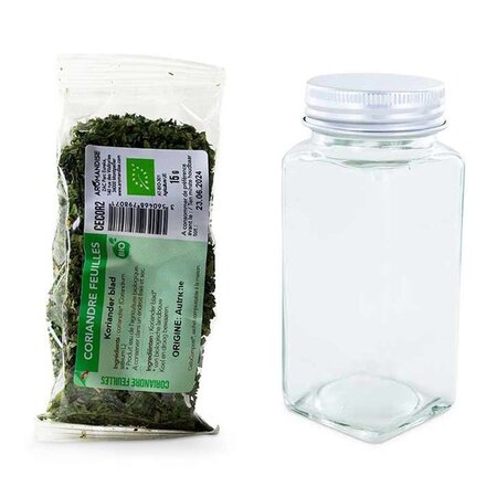 Flacon à épices poudreur + feuilles de coriandre bio 15 g
