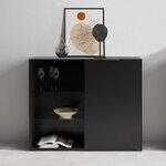 FMD Commode avec 1 porte et étagère ouverte Noir