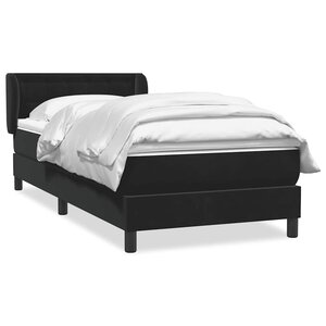 vidaXL Sommier à lattes de lit avec matelas noir 90x220 cm velours