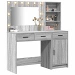 vidaXL Table de Toilette avec tiroir 2 Pièces Gris Bois d'ingénierie
