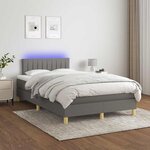 vidaXL Sommier à lattes de lit matelas LED gris foncé 120x190 cm tissu