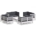 vidaXL Salon de jardin 9 Pièces avec coussins anthracite bois de pin
