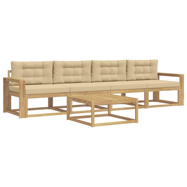 vidaXL Ensemble de canapés d'extérieur 4 Pièces Blanc et Beige