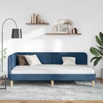 vidaXL Cadre de lit d'angle avec tête de lit Bleu 90 x 200 cm tissu