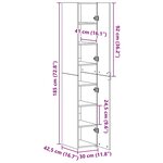 vidaXL Buffet haut Chêne artisan 30x42.5x185 cm Bois d'ingénierie