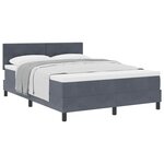 vidaXL Lit à ressorts avec matelas Gris foncé 160 x 200 cm Velours