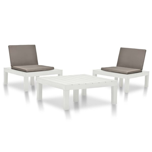 vidaXL Salon de jardin 3 Pièces Plastique Blanc