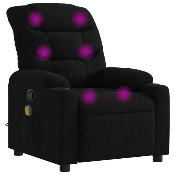 vidaXL Fauteuil inclinable de massage noir tissu