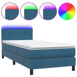 vidaXL Sommier à lattes de lit et matelas et LED bleu foncé 80x210 cm velours