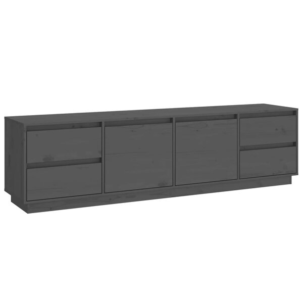 vidaXL Meuble TV Gris 176x37x47 5 cm Bois de pin massif