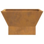 vidaXL Foyer carré marron 60x60x35 cm en acier résistant aux intempéries