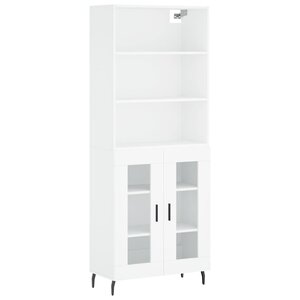 vidaXL Buffet haut Blanc 69 5x34x180 cm Bois d'ingénierie