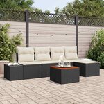 vidaXL Ensemble de canapé de jardin 6 Pièces Noir  blanc