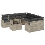 vidaXL Ensemble de canapé de jardin 9 Pièces Gris clair Poly rotin