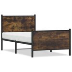 vidaXL Cadre de lit en métal sans matelas chêne fumé 90x190 cm