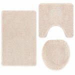 vidaXL Ensemble de tapis de bain antidérapants 3 Pièces Crème PP