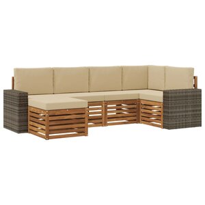 vidaXL Ensemble de canapé d'angle avec coussin 6 Pièces Naturel et Beige