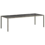 vidaXL Table de jardin pour repas Gris 250 x 100 x 75 cm Poly rotin