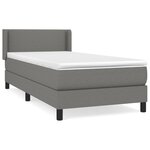 vidaXL Sommier à lattes de lit avec matelas Gris foncé 100x200cm Tissu