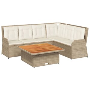 vidaXL Salon de jardin avec coussins 5 Pièces beige résine tressée