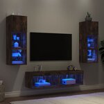 vidaXL Unités murales TV avec LED 6 Pièces chêne fumé bois d'ingénierie