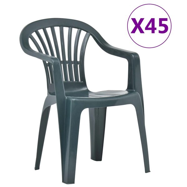 vidaXL Chaises empilables de jardin 45 Pièces Plastique Vert